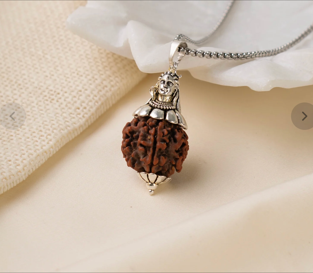 Original Adiyogi Shiv 7 Mukhi Rudraksha Pendant (Lab Certified) – For Financial Prosperity, Aura Protection & Saturn (Shani) Relief
