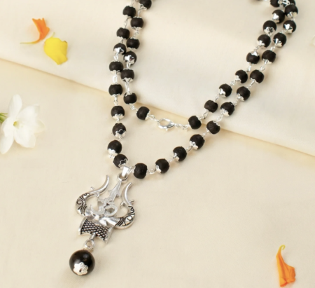 Original Karungali Mala with Om Shiva Trishul Pendant (Lab Certified) – For Protection, Meditation & Spiritual Strength