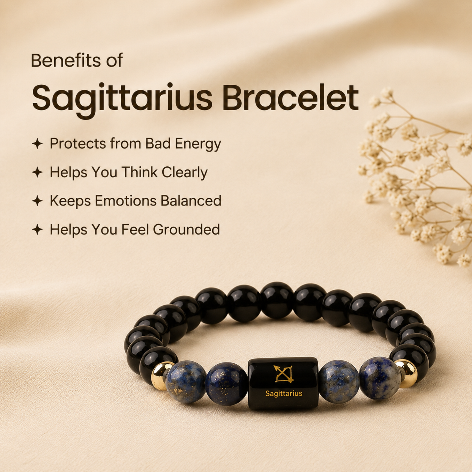 Perfect Rashi Sagittarius Rashi Bracelet for Men & Women | Natural Amethyst Gemstone Beads | Dhanu Rashi Bracelet for Astrology & Spiritual Wellness | Stylish Adjustable Bracelet - Image 6