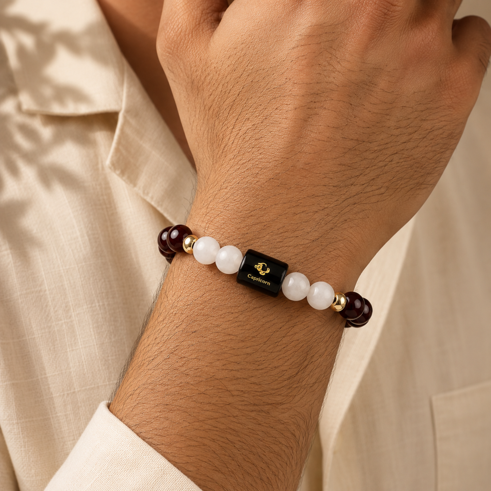 Perfect Rashi Cancer Rashi Bracelet for Men & Women | Natural Moonstone Gemstone Beads | Kark Rashi Bracelet for Astrology & Spiritual Wellness | Stylish Adjustable Bracelet - Image 2