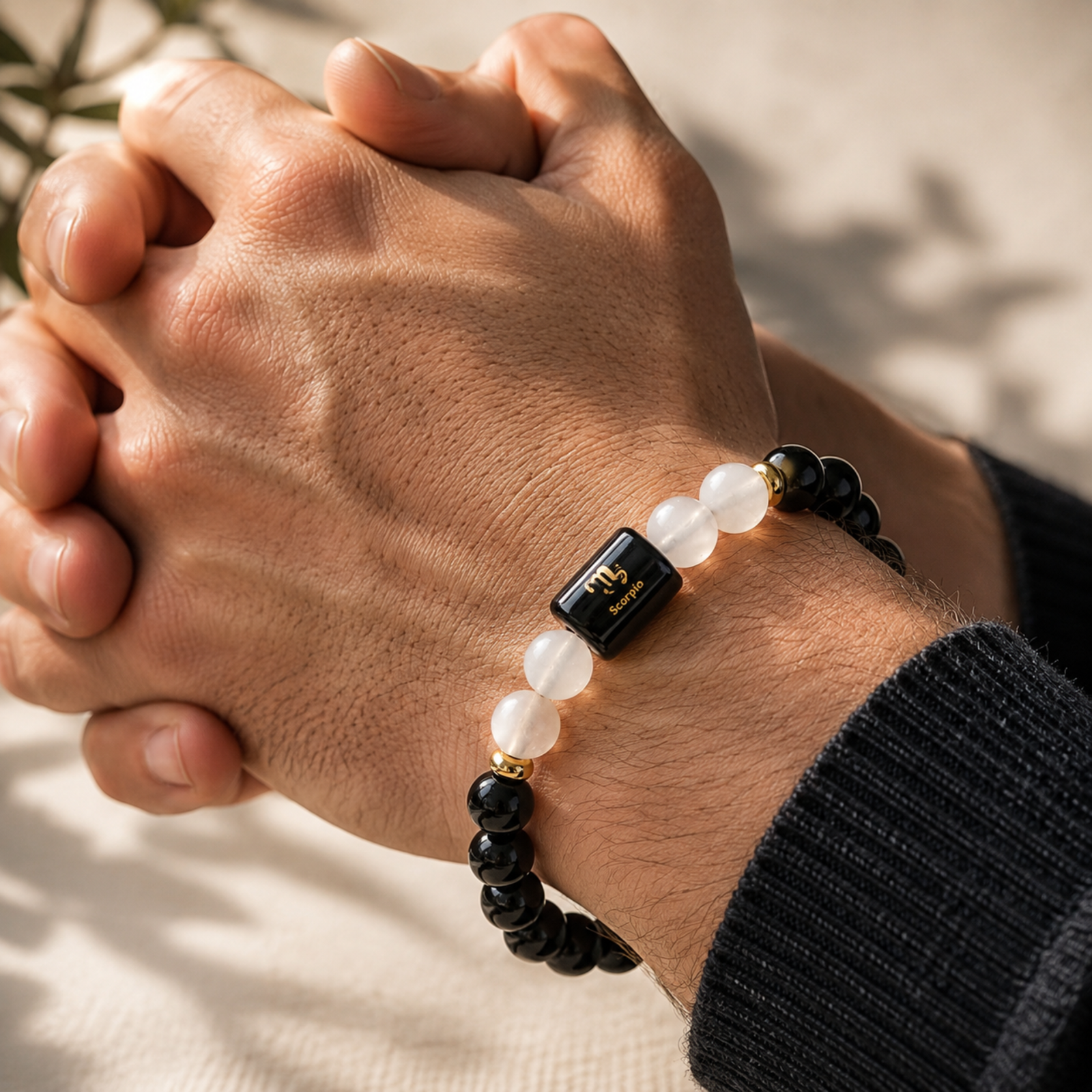 Perfect Rashi Scorpio Rashi Bracelet for Men & Women | Natural Black Obsidian Gemstone Beads | Vrishchik Rashi Bracelet for Astrology & Spiritual Wellness | Stylish Adjustable Bracelet - Image 3
