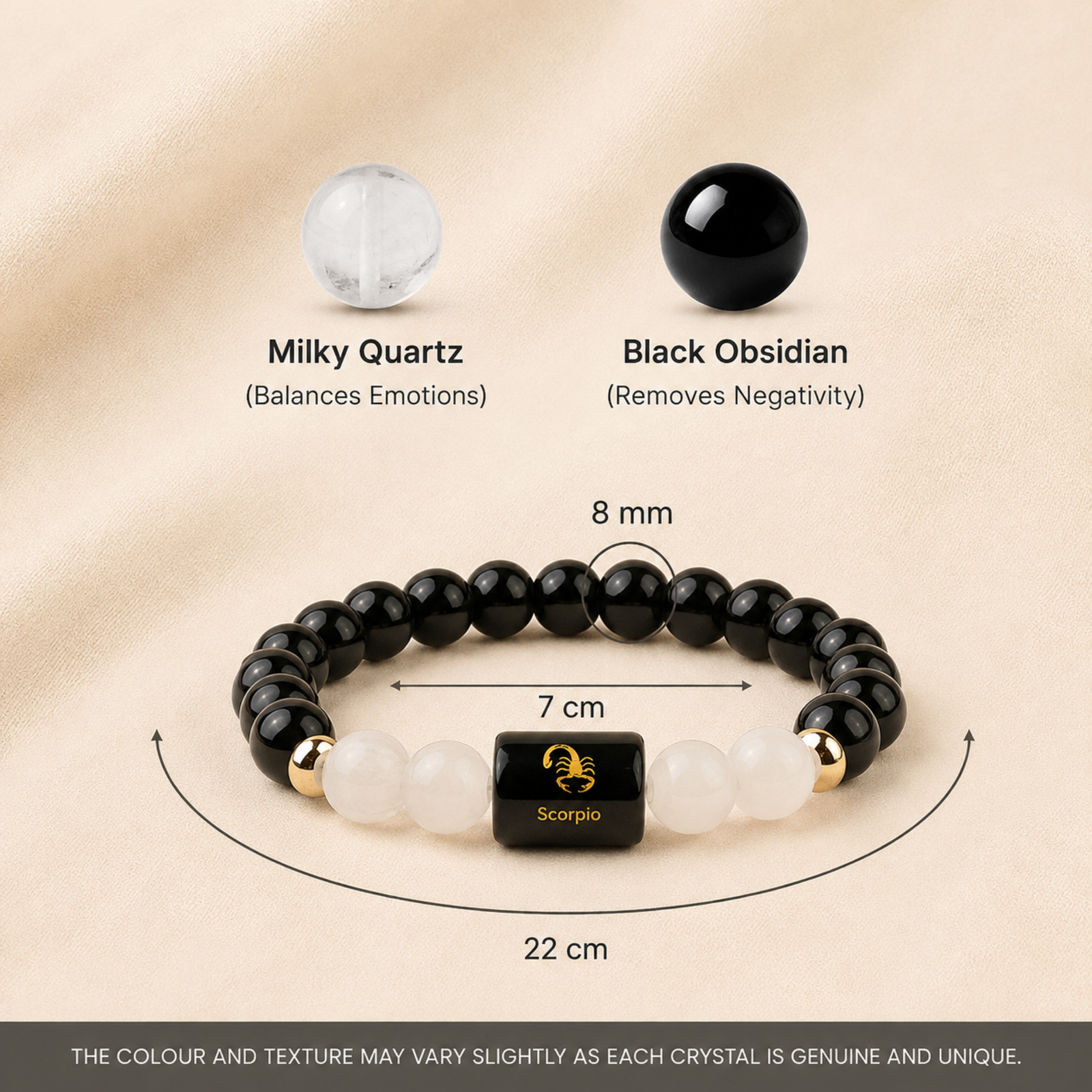 Perfect Rashi Scorpio Rashi Bracelet for Men & Women | Natural Black Obsidian Gemstone Beads | Vrishchik Rashi Bracelet for Astrology & Spiritual Wellness | Stylish Adjustable Bracelet - Image 5