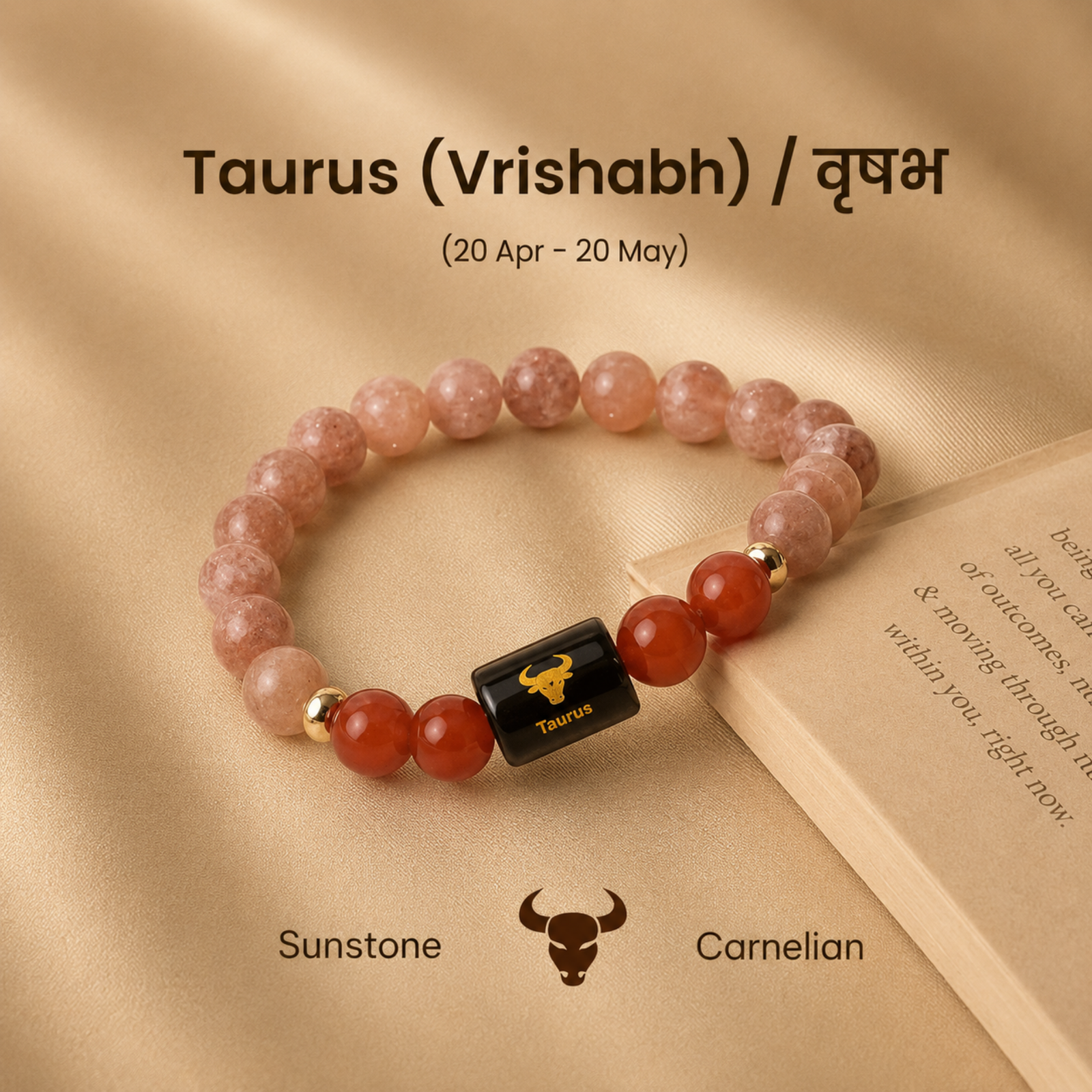 Perfect Rashi Taurus Rashi Bracelet for Men & Women | Natural Rose Quartz Gemstone Beads | Vrishabh Rashi Bracelet for Astrology & Spiritual Wellness | Stylish Adjustable Bracelet - Image 2