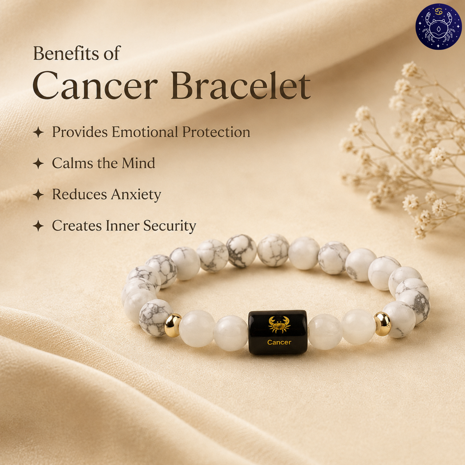 Perfect Rashi Cancer Rashi Bracelet for Men & Women | Natural Moonstone Gemstone Beads | KARK RASHI Bracelet for Astrology & Spiritual Wellness | Stylish Adjustable Bracelet - Image 2