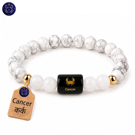 Perfect Rashi Cancer Rashi Bracelet for Men & Women | Natural Moonstone Gemstone Beads | KARK RASHI Bracelet for Astrology & Spiritual Wellness | Stylish Adjustable Bracelet