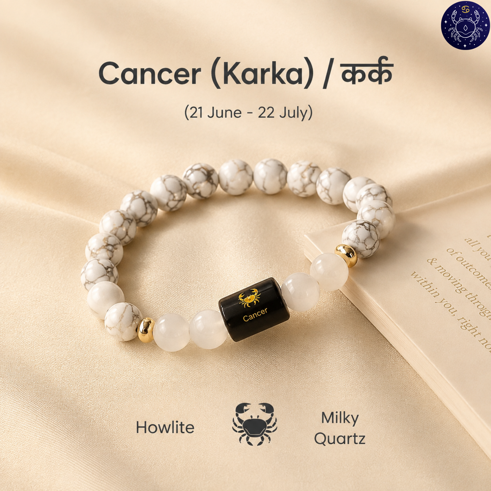 Perfect Rashi Cancer Rashi Bracelet for Men & Women | Natural Moonstone Gemstone Beads | KARK RASHI Bracelet for Astrology & Spiritual Wellness | Stylish Adjustable Bracelet - Image 4