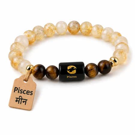 Perfect Rashi Pisces Rashi Bracelet for Men & Women | Natural Amethyst & Aquamarine Gemstone Beads | Meen Rashi Bracelet for Astrology & Spiritual Wellness | Stylish Bracelet