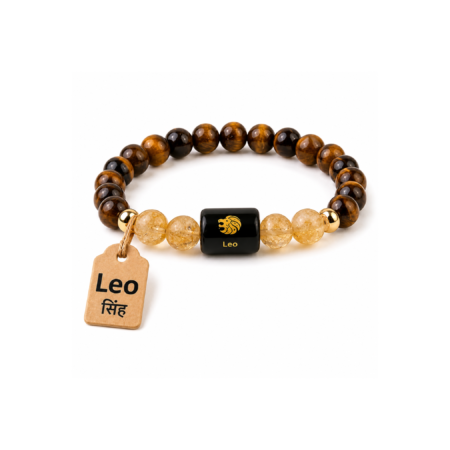 Perfect Rashi Leo Rashi Bracelet for Men & Women | Natural Tiger Eye Gemstone Beads | Singh Rashi Bracelet for Astrology & Spiritual Wellness | Stylish Adjustable Bracelet
