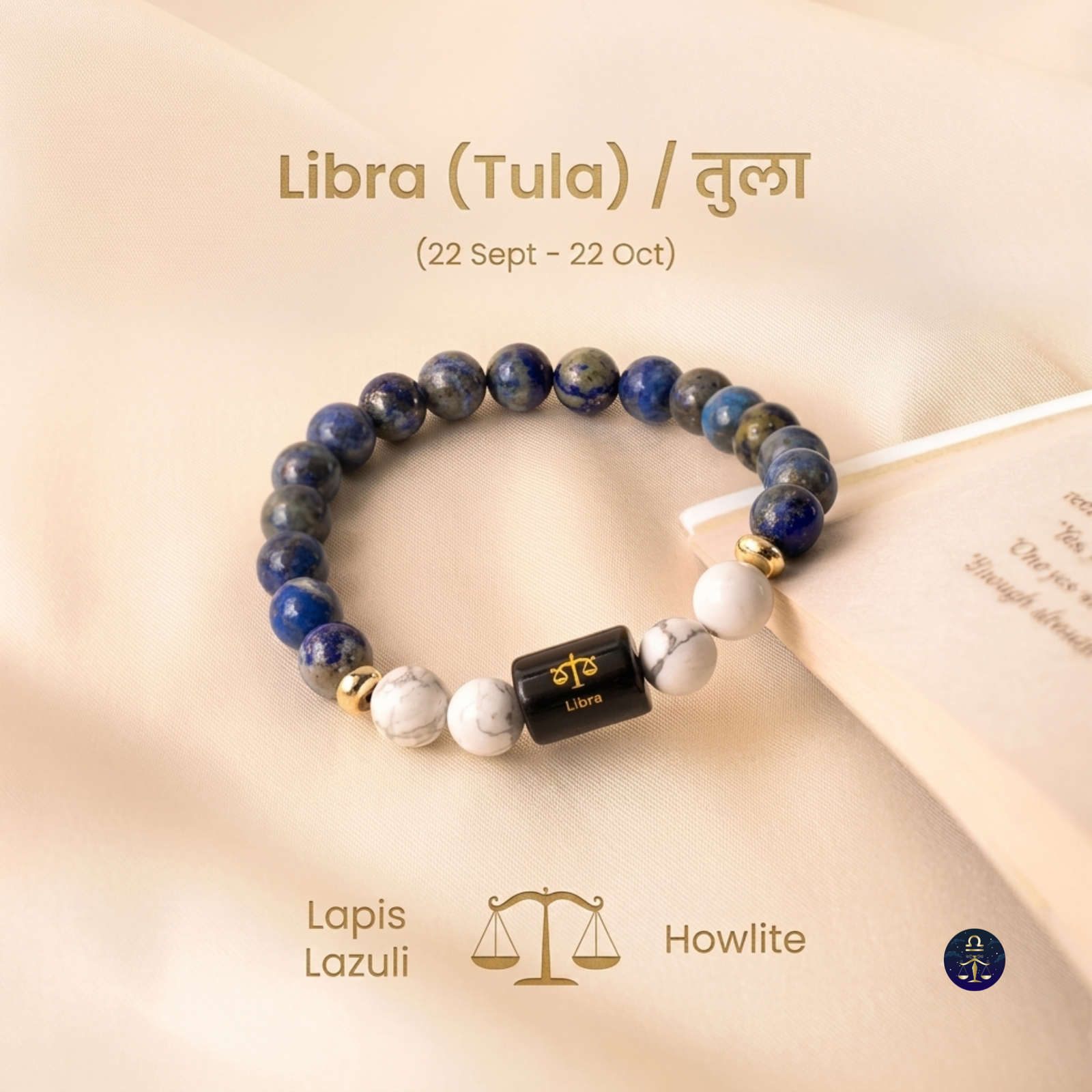 Perfect Rashi Libra Rashi Bracelet for Men & Women | Natural Lapis Lazuli Gemstone Beads | Tula Rashi Bracelet for Astrology & Spiritual Wellness | Stylish Adjustable Bracelet - Image 3